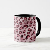 Mug Impression d'animal léopard rose avec fausse feuil (Devant droit)