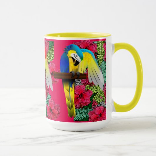 Mug Impression d'Ara bleu et or (Droite)