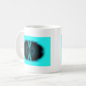 Mug Impression d'art abstrait cyan et noir (Devant gauche)
