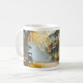 Mug Impression d'art aquarelle Café & Ruelle d'Automne (Devant gauche)