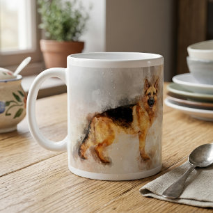 Mug Impression d'art aquarelle de chien berger alleman