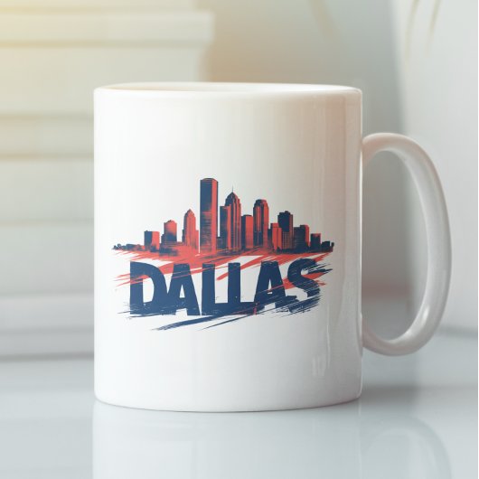 Mug Impression d'art aquarelle de la skyline de Dallas
