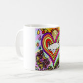 Mug Impression d'art de cœur arc-en-ciel psychédélique (Devant gauche)