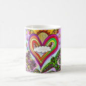 Mug Impression d'art de cœur arc-en-ciel psychédélique (Centre)