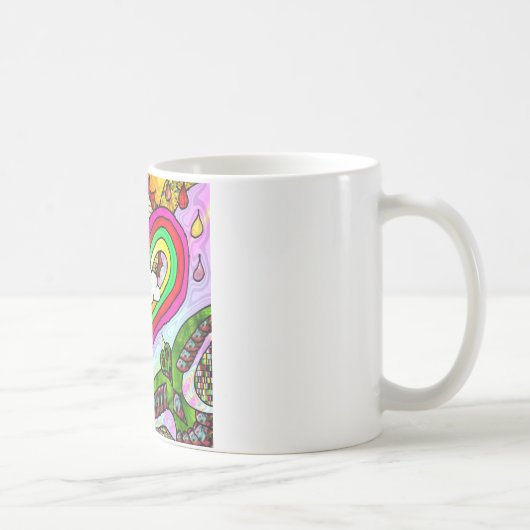 Mug Impression d'art de cœur arc-en-ciel psychédélique (Droite)