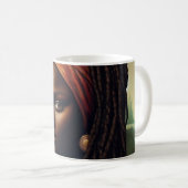 Mug Impression d'art de la Joconde noire réinventée – (Devant droit)