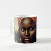 Mug Impression d'art de la Joconde noire réinventée – (Devant gauche)
