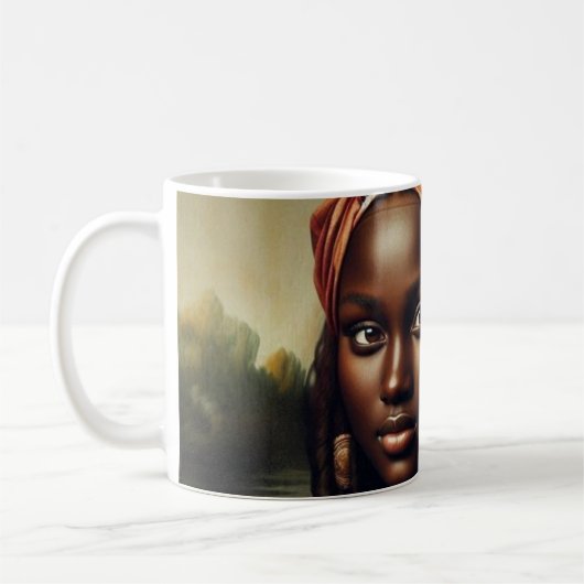 Mug Impression d'art de la Joconde noire réinventée – (Gauche)