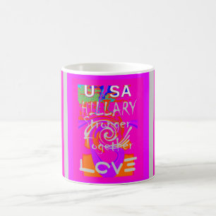 Mug Impression d'art inspirante Hillary à bordure rose