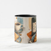 Mug Impression d'art mural Bouteille de vin, café et c (Centre)