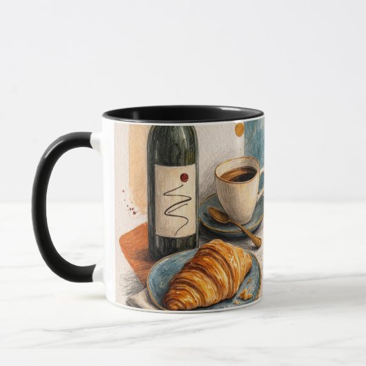 Mug Impression d'art mural Bouteille de vin, café et c (Gauche)