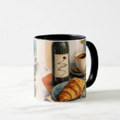 Mug Impression d'art mural Bouteille de vin, café et c (Devant droit)