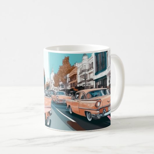 Mug Impression d'art mural de voitures américaines cla (Devant droit)