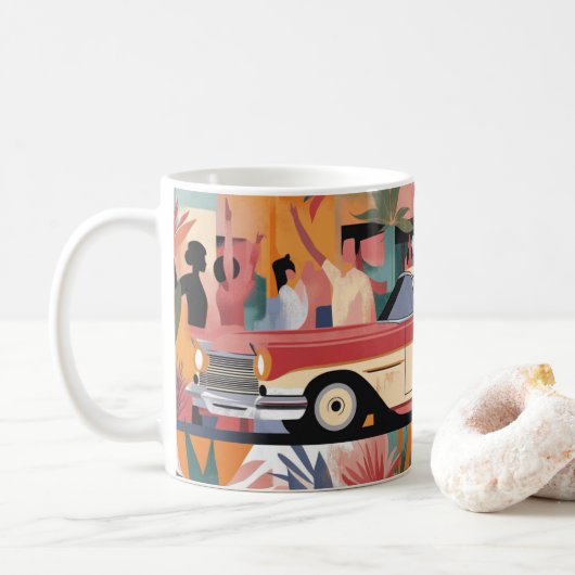 Mug Impression d'art mural de voitures américaines cla (Avec donut)