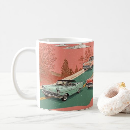 Mug Impression d'art mural de voitures américaines cla (Avec donut)