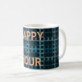 Mug Impression d'art vectoriel bleu Texte Happy Hour (Devant droit)