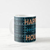 Mug Impression d'art vectoriel bleu Texte Happy Hour (Devant gauche)
