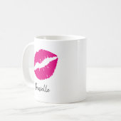 Mug Impression de baiser de rouge à lèvres rose person (Devant gauche)