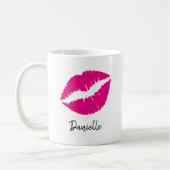 Mug Impression de baiser de rouge à lèvres rose person (Gauche)