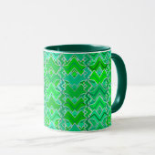 Mug Impression de batik tribal, vert jade et vert citr (Devant droit)