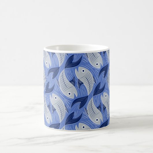Mug Impression de bloc de poisson - bleu (Centre)