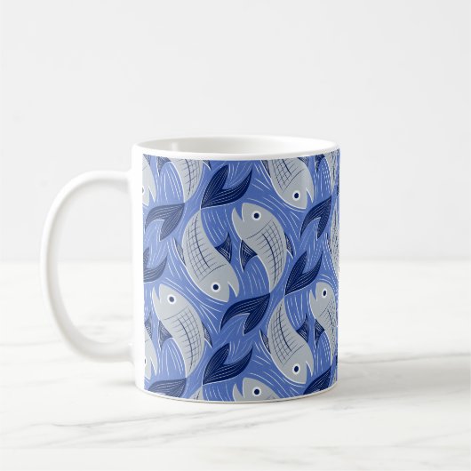 Mug Impression de bloc de poisson - bleu (Gauche)