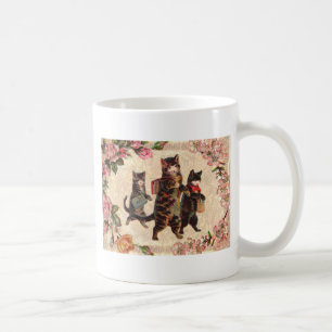 Mug Impression de chatons vintage allant à l'école : V