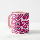 Mug Impression de cheval suédois Dala rose (Devant gauche)