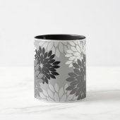 Mug Impression de kimono floral moderne, gris, noir et (Centre)