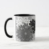 Mug Impression de kimono floral moderne, gris, noir et (Gauche)