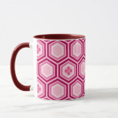 Mug Impression de kimono hexagonal, bordeaux et rose (Gauche)