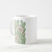 Mug Impression de linogravure de cactus torsadé en fle (Devant gauche)
