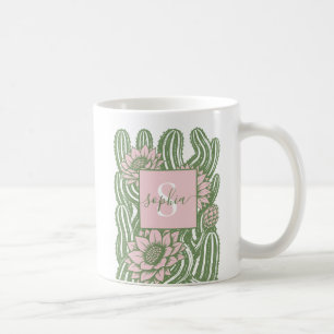 Mug Impression de linogravure de cactus torsadé en fle
