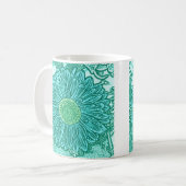 Mug Impression de Marguerite Gerbera - nuances d'aqua (Devant gauche)