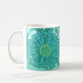 Mug Impression de Marguerite Gerbera - nuances d'aqua (Gauche)