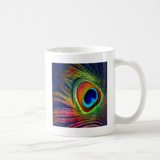 Mug Impression de plume de paon colorée (Droite)