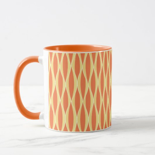 Mug Impression de ruban de milieu de siècle - orange e (Gauche)