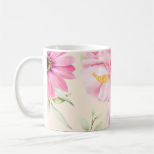 Mug Impression de style vintage avec des fleurs roses