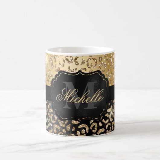 Mug Impression de taches de léopard en faux paillettes (Centre)