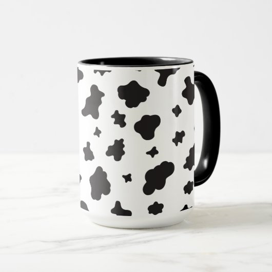 Mug Impression de vache noir et blanc (Devant droit)