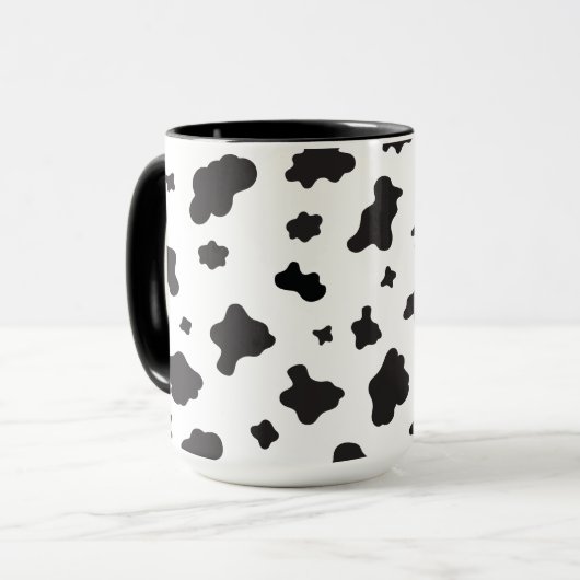 Mug Impression de vache noir et blanc (Devant gauche)