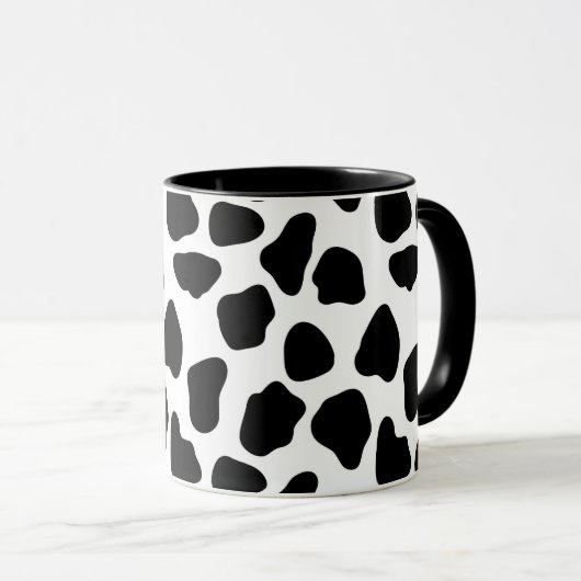 Mug Impression de vache noire et blanche (Devant droit)