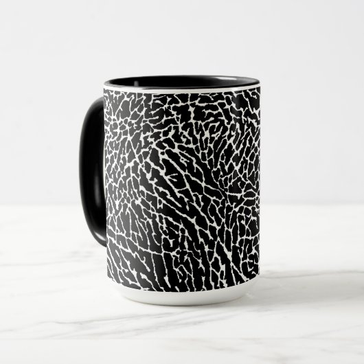 Mug Impression d'éléphant noir et blanc (Devant gauche)