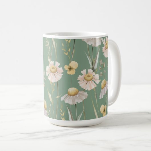 Mug Impression du pays du chalet de prairie sur vert (Devant droit)