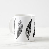 Mug Impression feuille de lys blanc noir et blanc (Devant gauche)