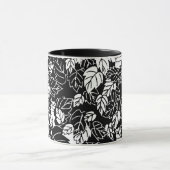 Mug Impression feuille japonaise, noir et blanc (Centre)