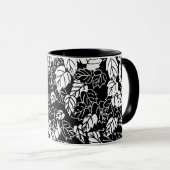 Mug Impression feuille japonaise, noir et blanc (Devant droit)