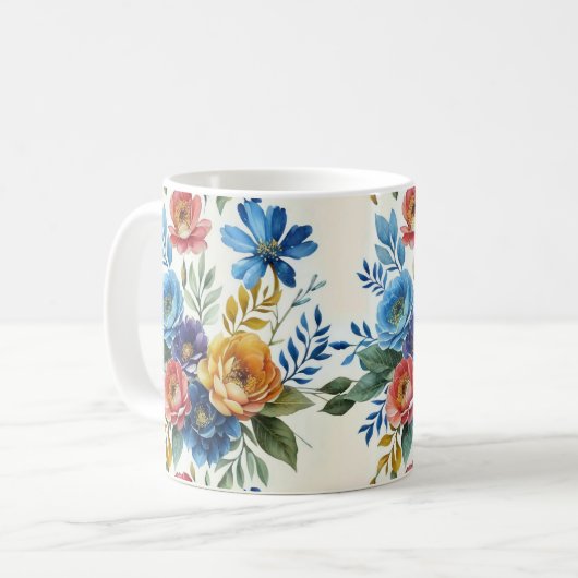 Mug Impression florale d'aquarelle de printemps (Devant gauche)