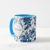 Mug Impression florale d'inspiration victorienne bleue (Devant gauche)