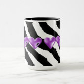 Mug Impression fourrure de zèbre avec coeurs (Centre)